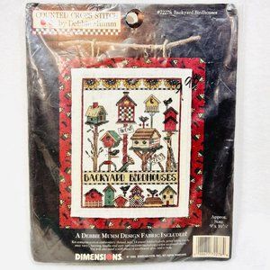Vintage Dimensions Debbie Mumm "Backyard Birdhouses" Cross Stitch Kit (1995)